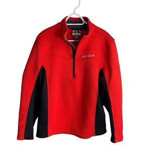Spyder Encore Half Zip Fleece Men’s Size Medium Red Black Volcano Long Sleeve